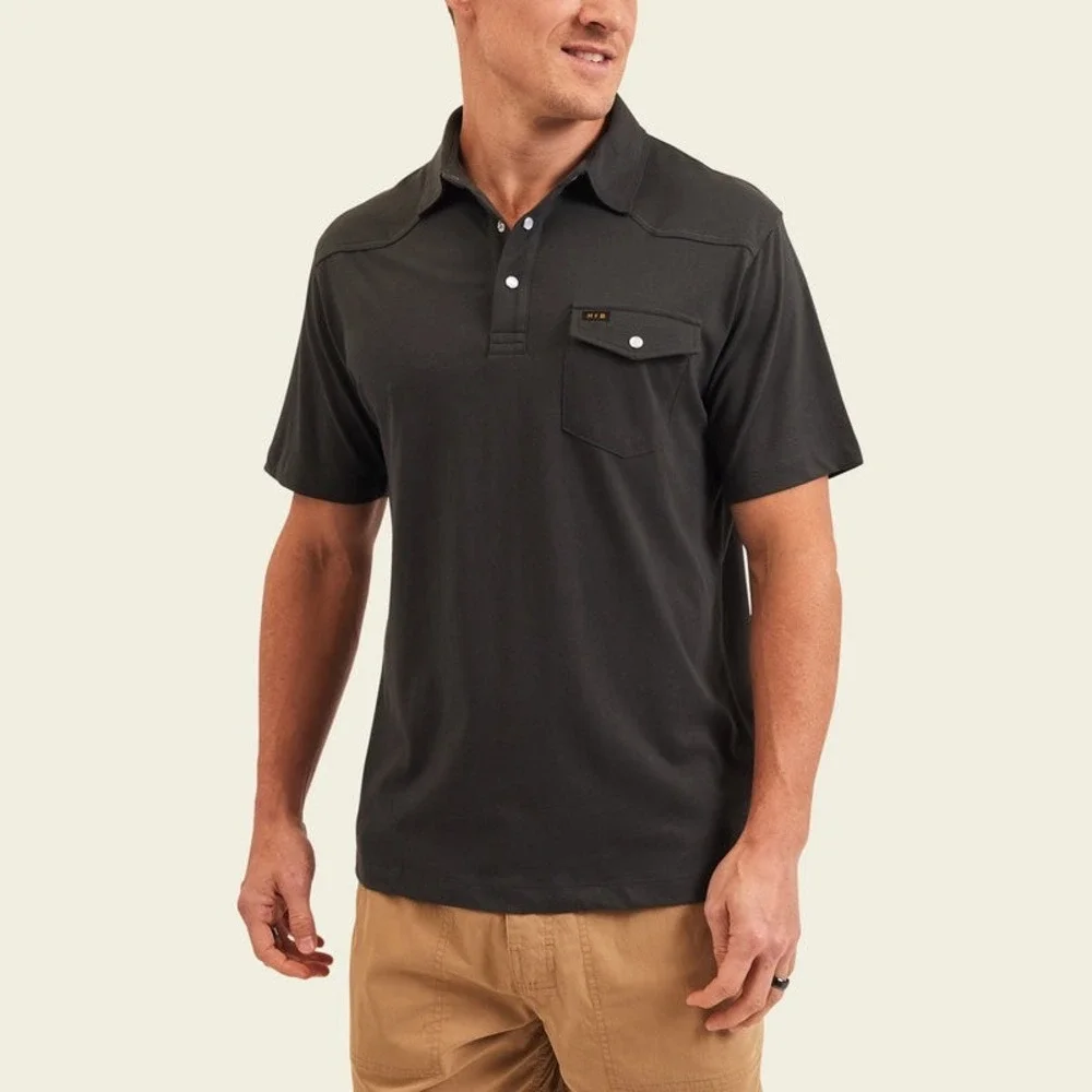 Howler Brothers Ranchero Polo Mens XL Antique Black Western Snap Pocket Shirt